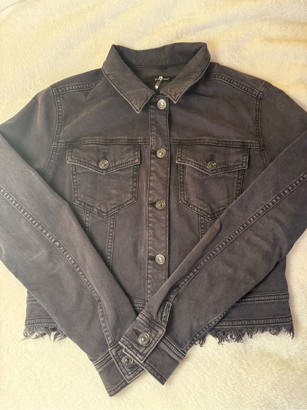 7 For All Mankind Black Washed Denim Trucker Jacket
